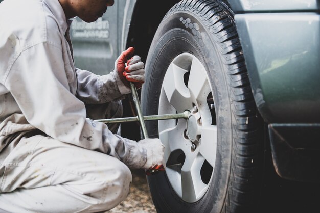 Technician working on a vehicle